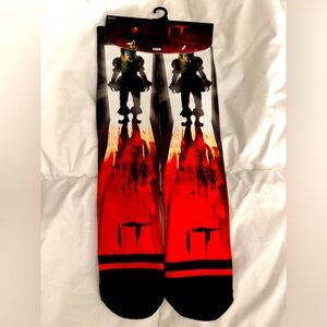 Red and Black Graphic Crew Socks